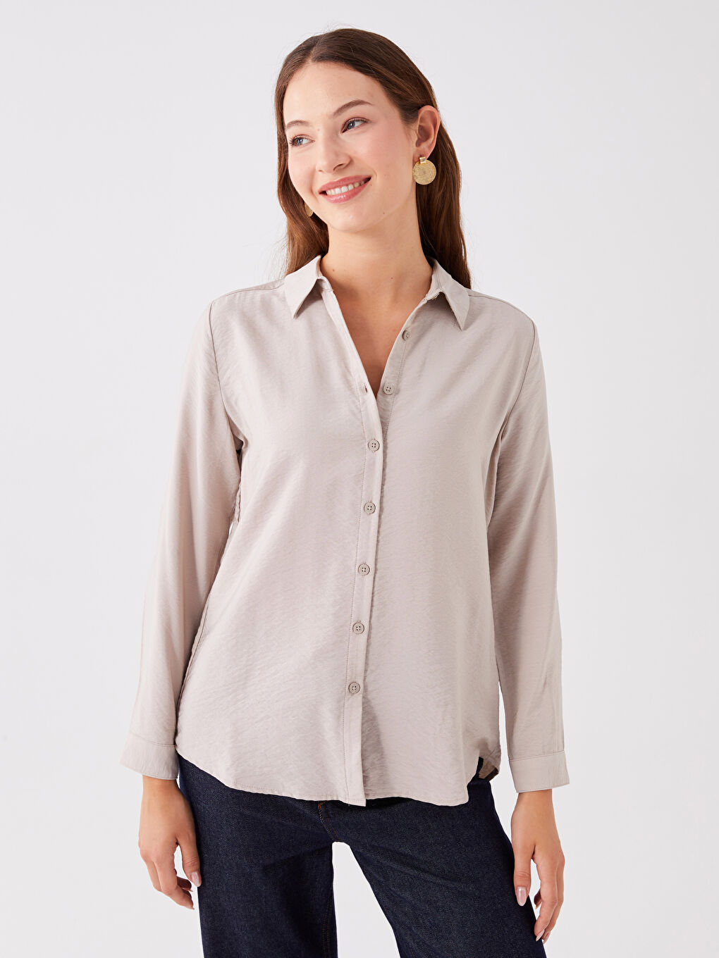 LCWAIKIKI Classic Chemise Unie à Manches Longues pour Femmes -W3BT43Z8-QZZ