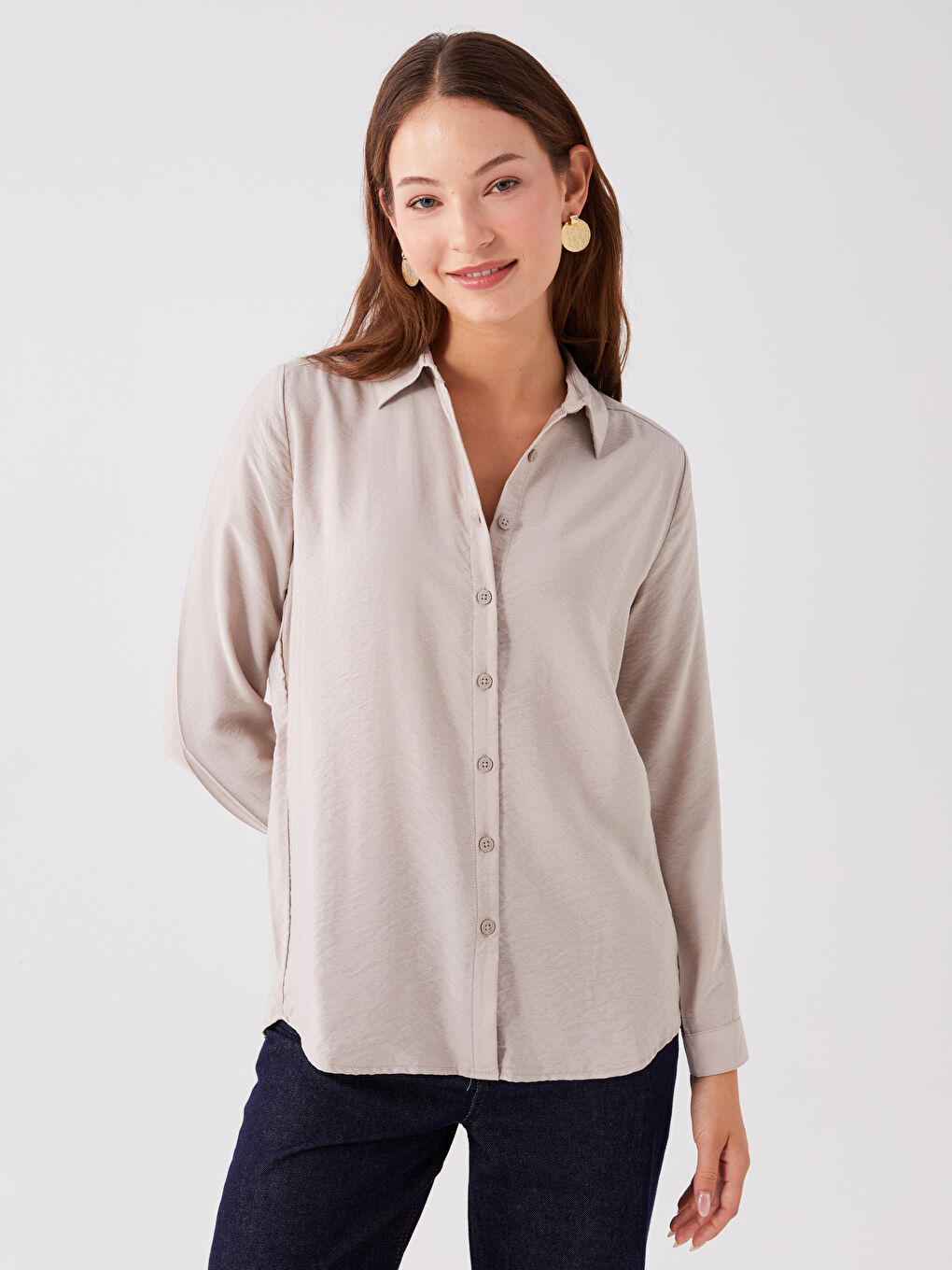 LCWAIKIKI Classic Chemise Unie à Manches Longues pour Femmes -W3BT43Z8-QZZ