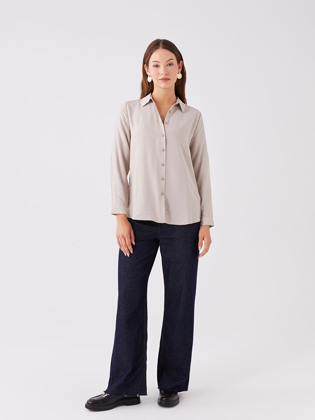 LCWAIKIKI Classic Chemise Unie à Manches Longues pour Femmes -W3BT43Z8-QZZ