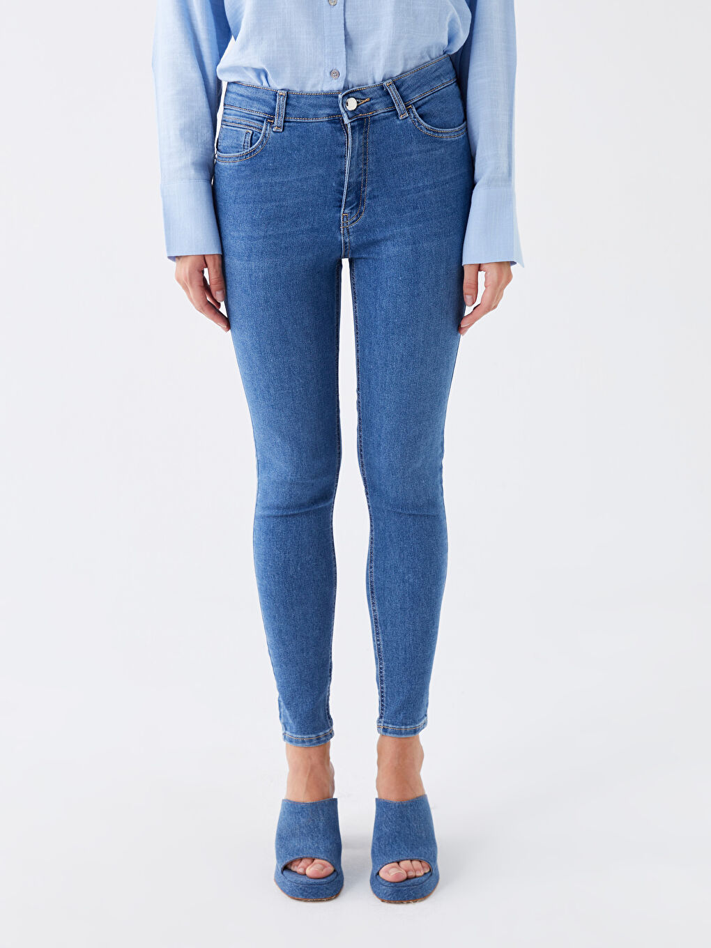 Blugi Push Up cu Talie Înaltă pentru Femei-2