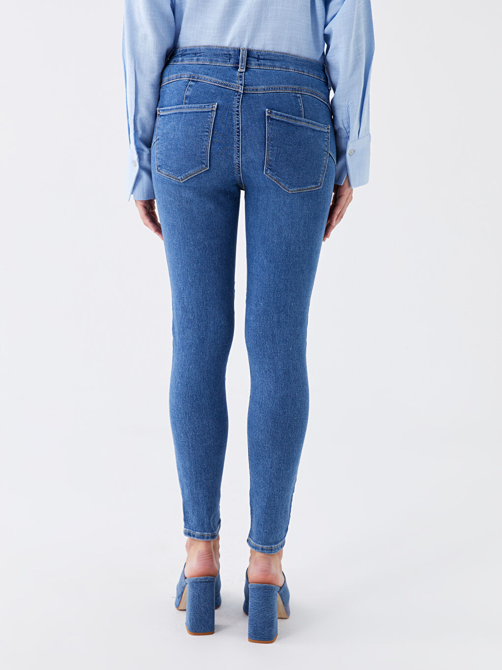 Blugi Push Up cu Talie Înaltă pentru Femei-3