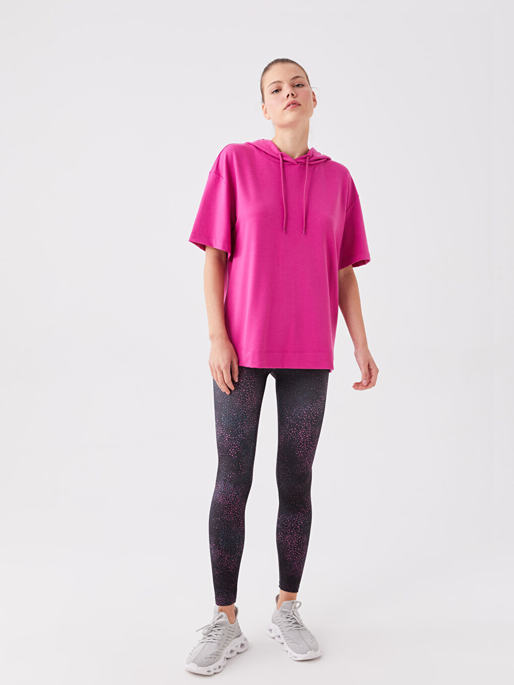 Plain Short-Sleeve Women's Hoodie-2