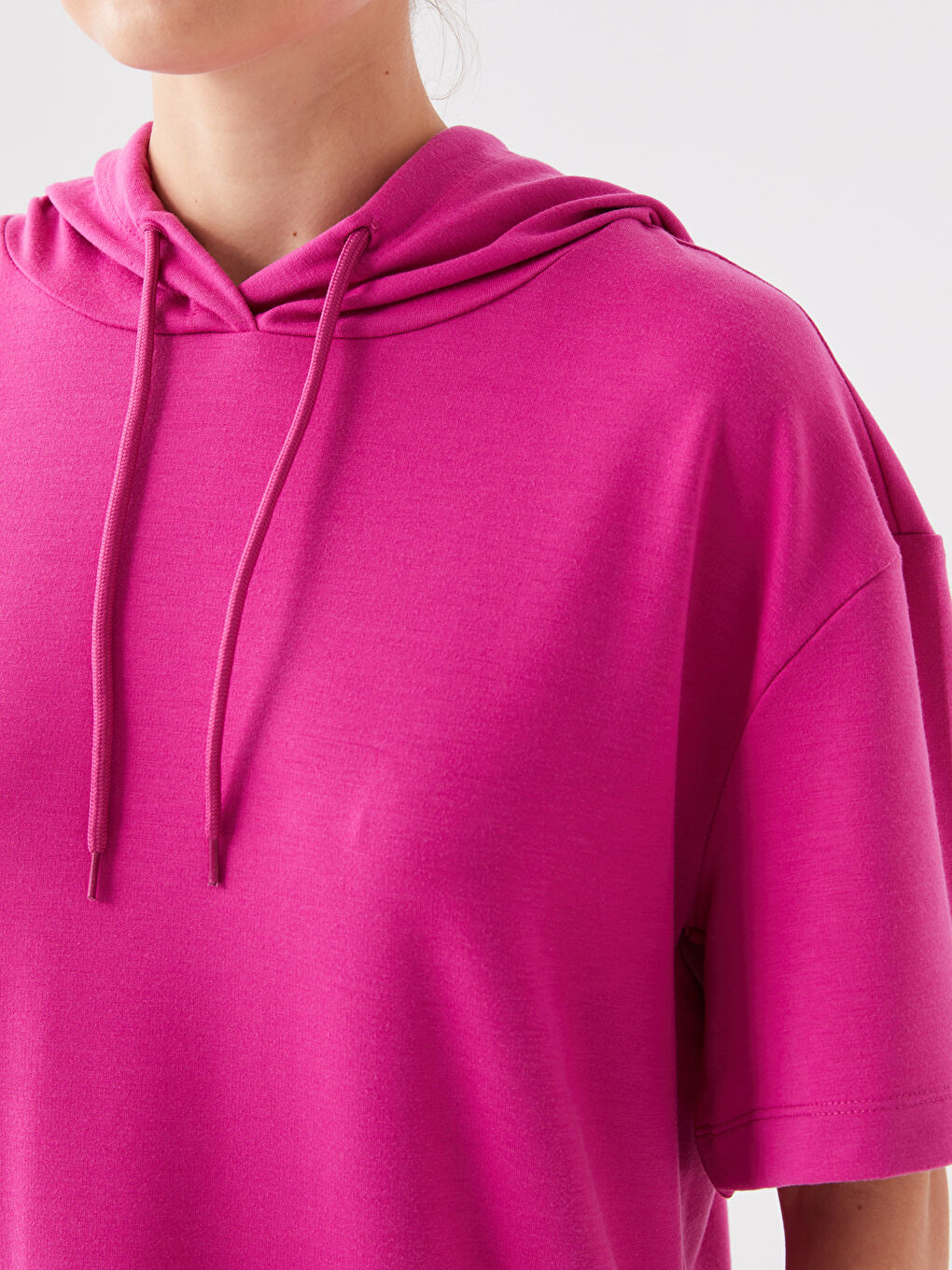 Plain Short-Sleeve Women's Hoodie-3