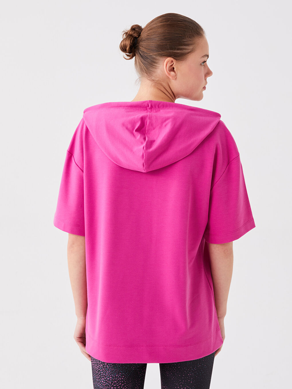 Plain Short-Sleeve Women's Hoodie-4