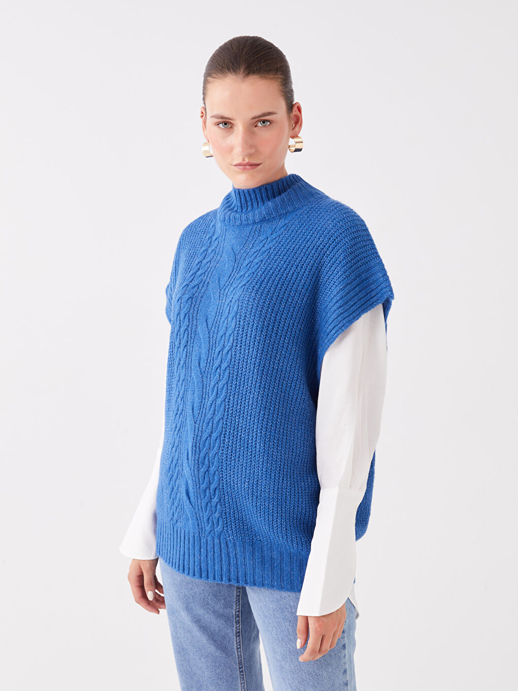 LCWAIKIKI Classic Rollkragen Gemusterter Oversize Strickpullunder für Damen -W3BT94Z8-R2M