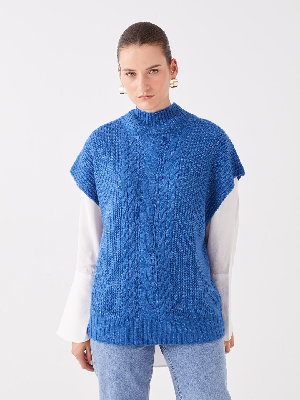 LCWAIKIKI Classic Rollkragen Gemusterter Oversize Strickpullunder für Damen -W3BT94Z8-R2M
