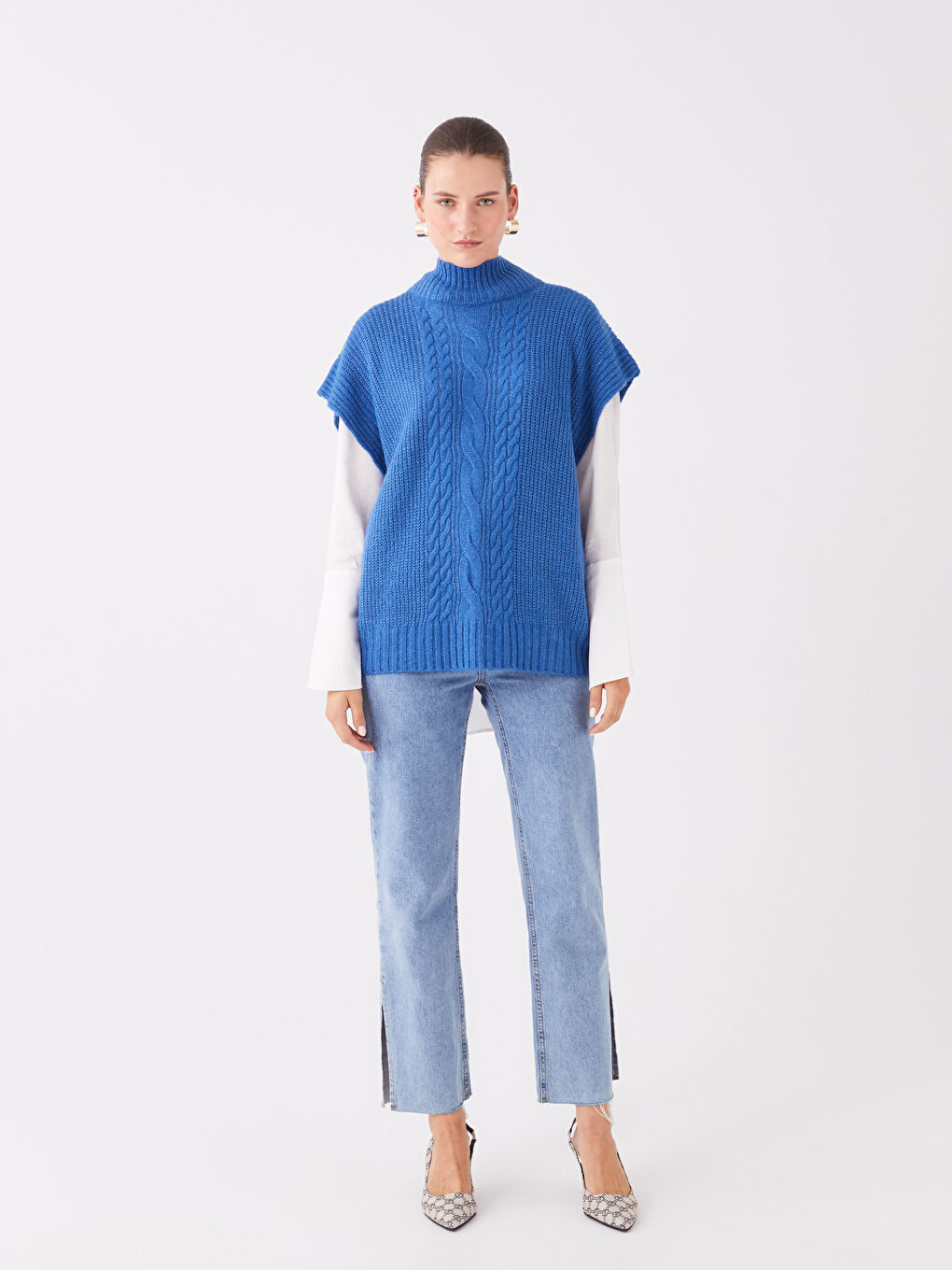 LCWAIKIKI Classic Rollkragen Gemusterter Oversize Strickpullunder für Damen -W3BT94Z8-R2M