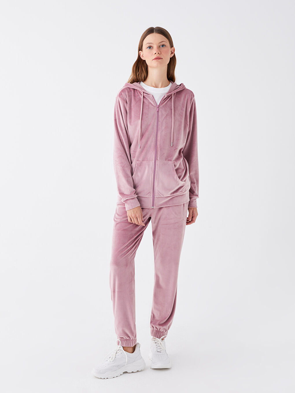 Hooded Plain Long Sleeve Women's Velvet Cardigan-2