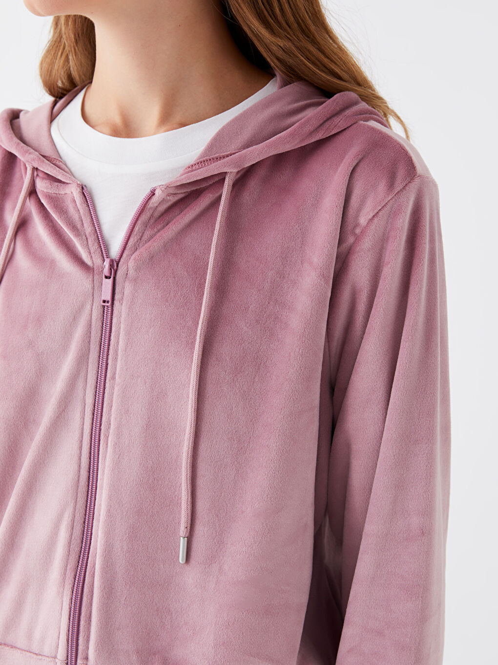 Hooded Plain Long Sleeve Women's Velvet Cardigan-3