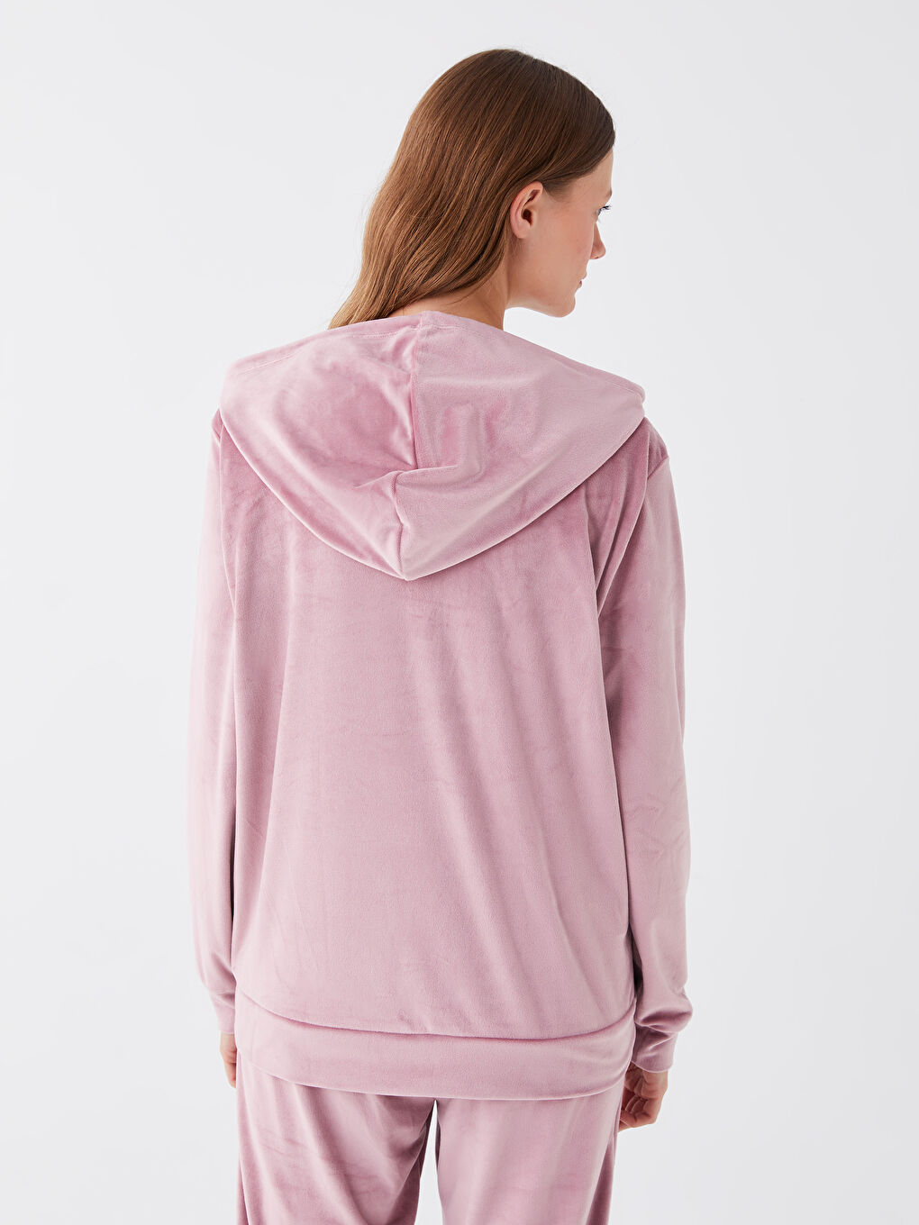 Hooded Plain Long Sleeve Women's Velvet Cardigan-4