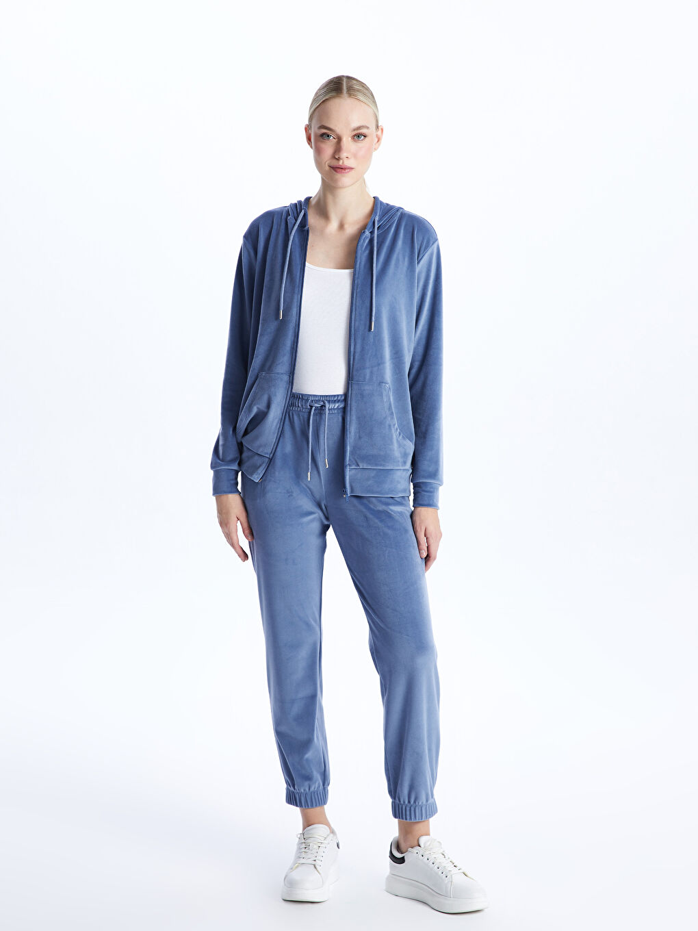 Elastic Waist Regular Velvet Women's Jogger Sweatpants-1