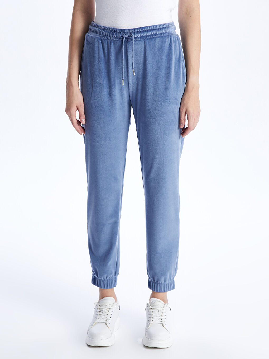 Elastic Waist Regular Velvet Women's Jogger Sweatpants-3