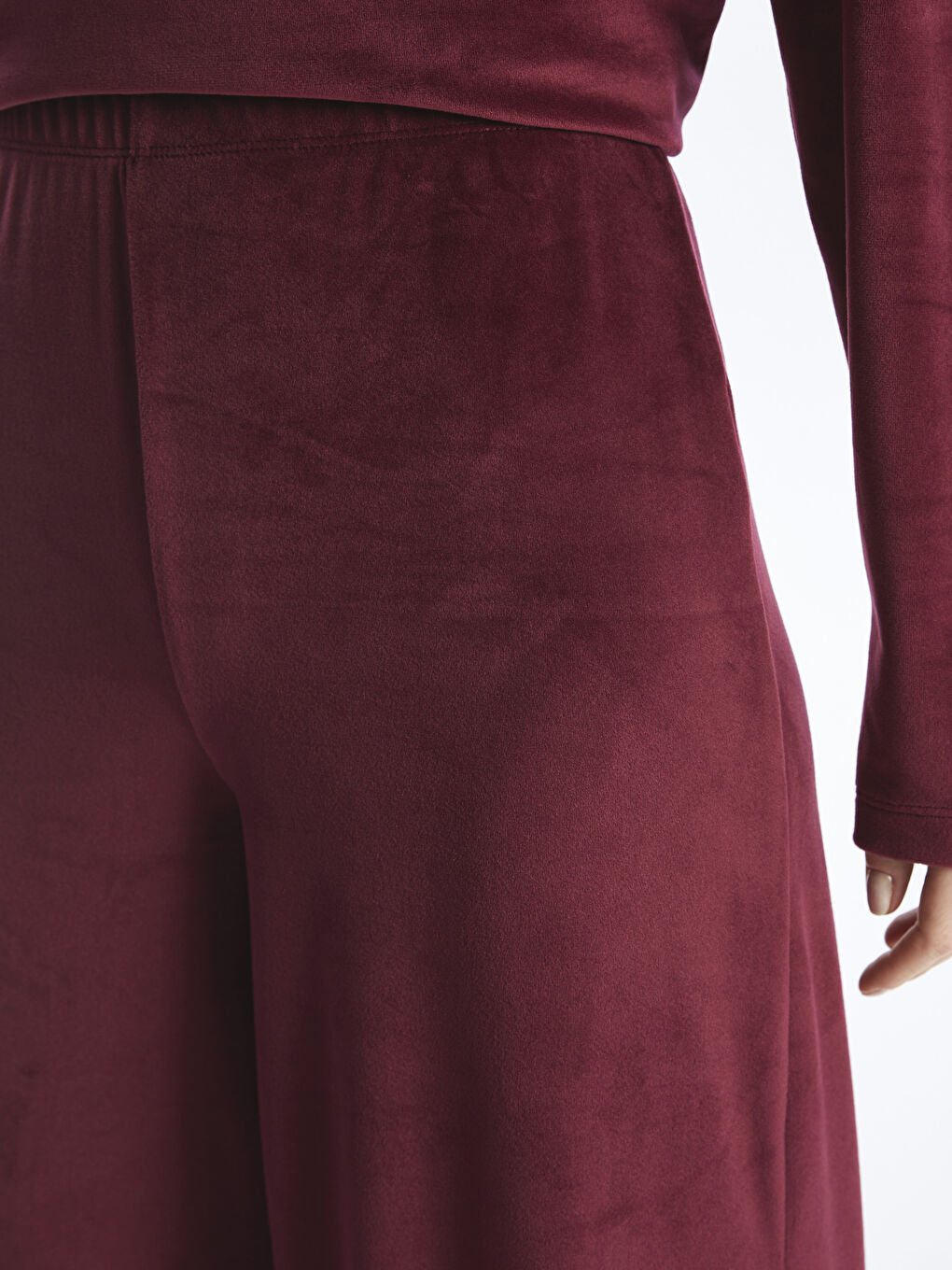 Pantalon de survêtement uni à jambe large et taille élastiquée pour femmes-3