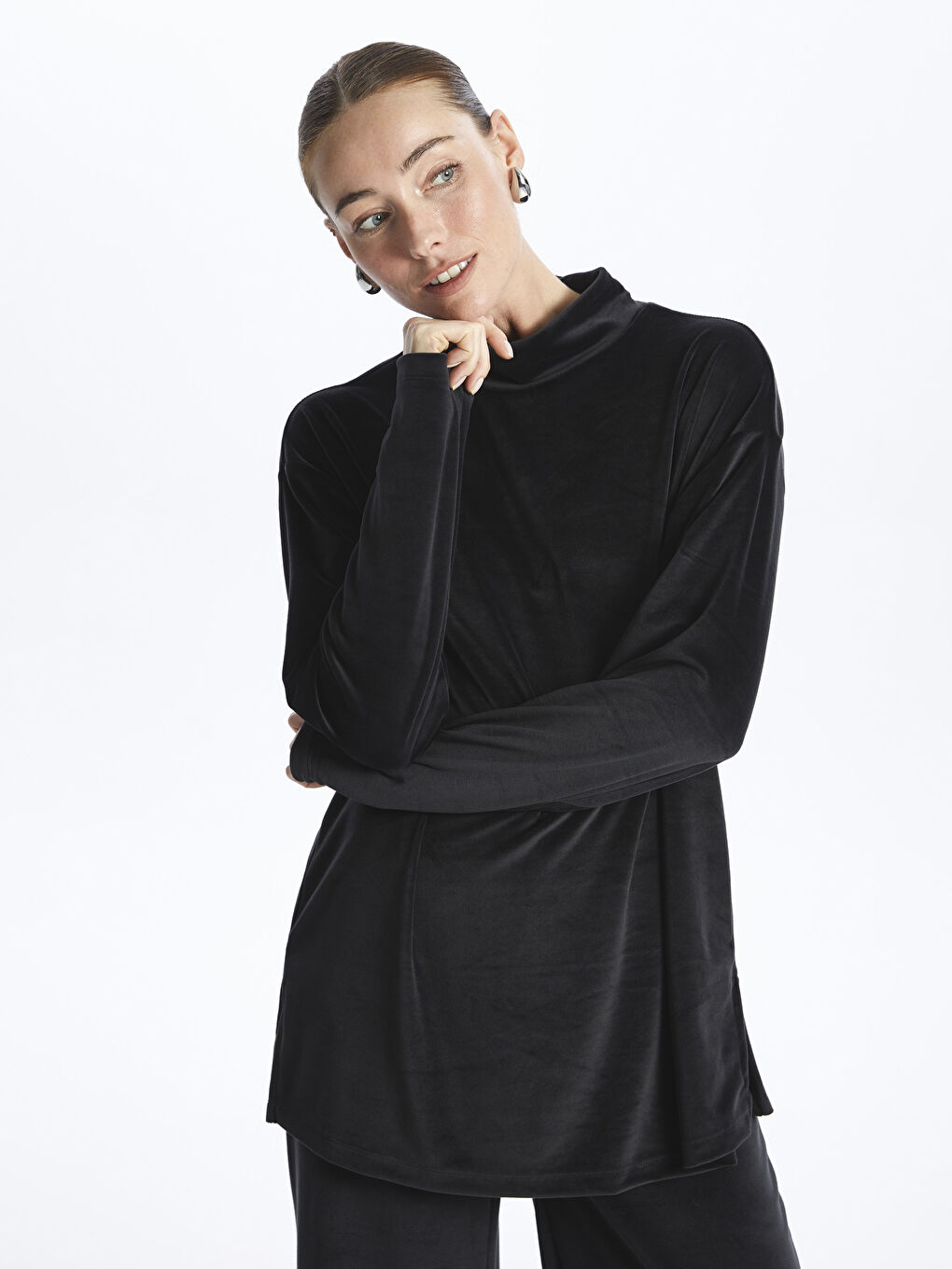 Half Turtleneck Straight Long Sleeve Women's Tunic
