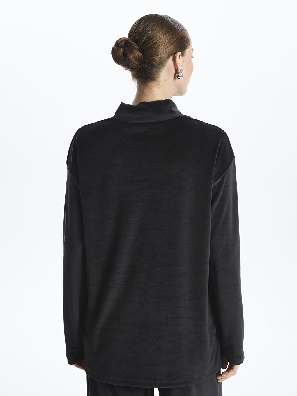 Half Turtleneck Straight Long Sleeve Women's Tunic-4