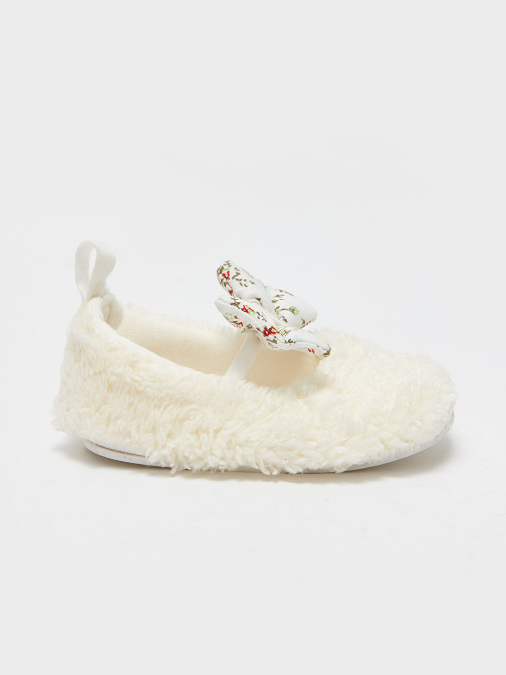 Ekru Fiyonk Detaylı Kız Bebek Yürüme Öncesi Ayakkabısı-1