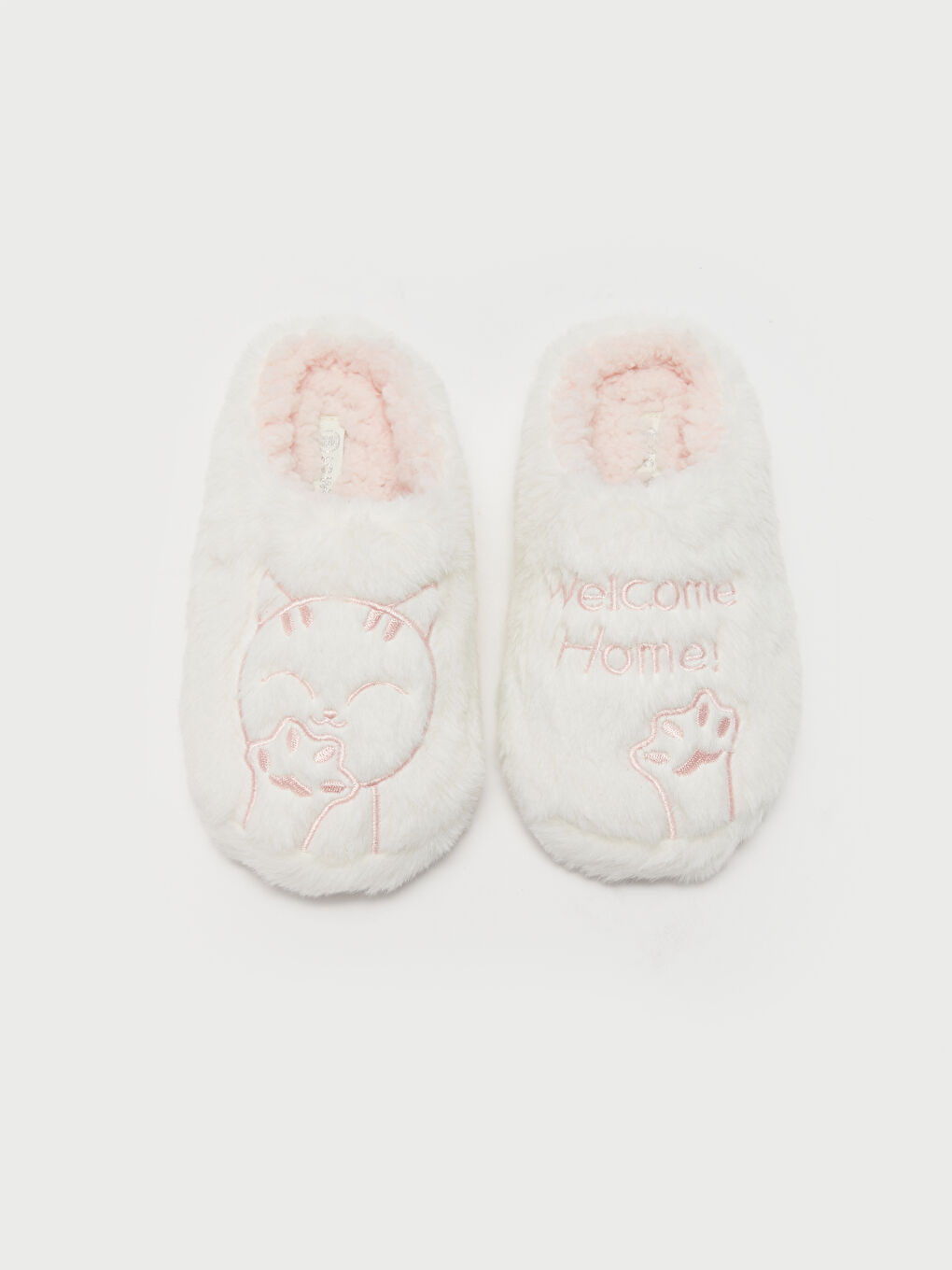 Papuci de casă pentru fete cu broderie pisică-2