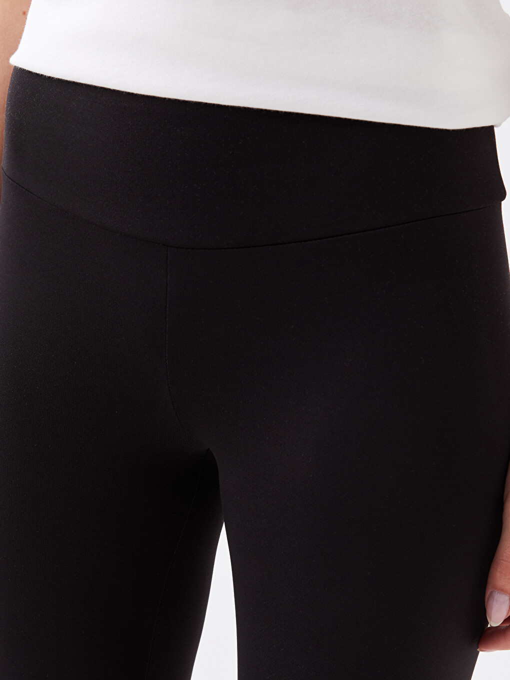 Elasticated Waist Plain Interlock Women's Leggings-2