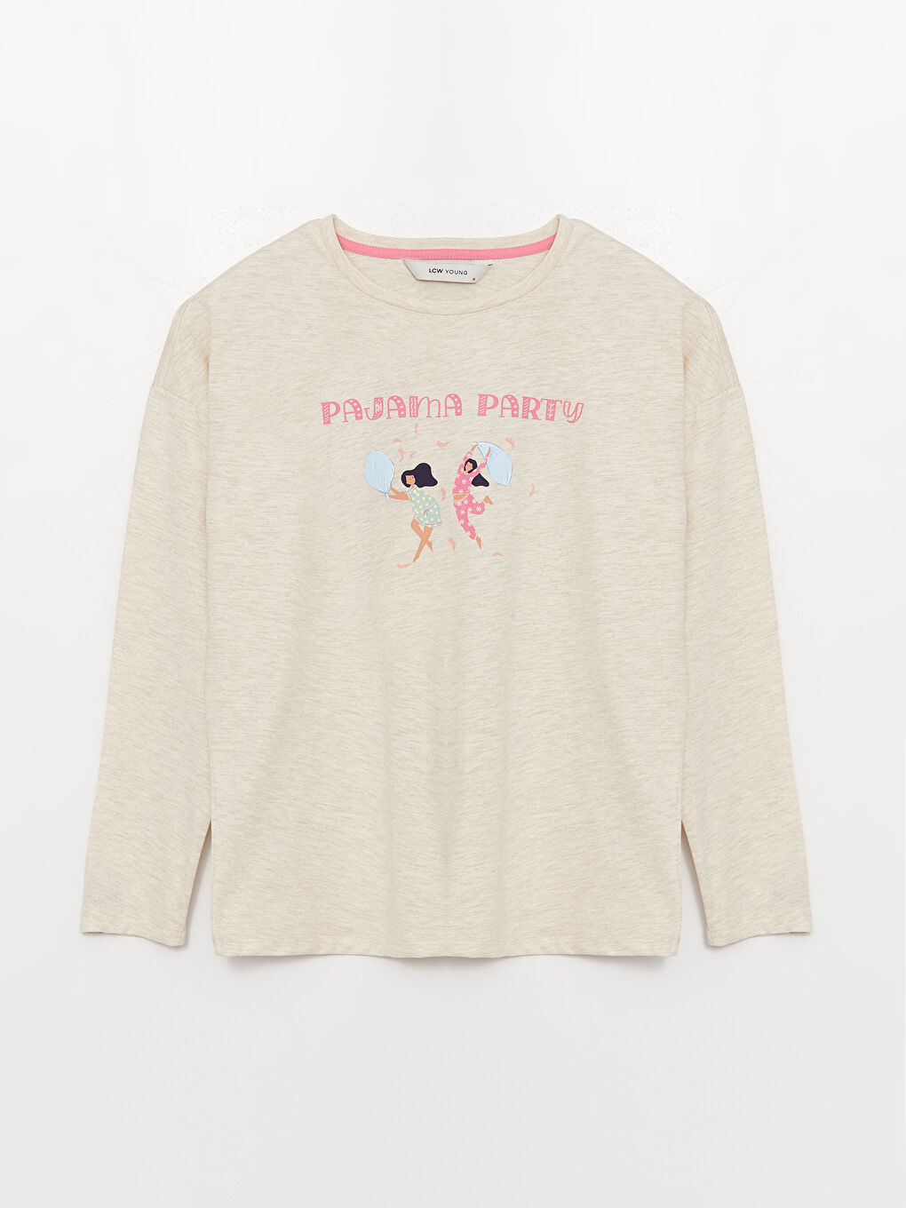 Rundhalsausschnitt Bedruckt Langarm Pyjama-Set für Damen-5