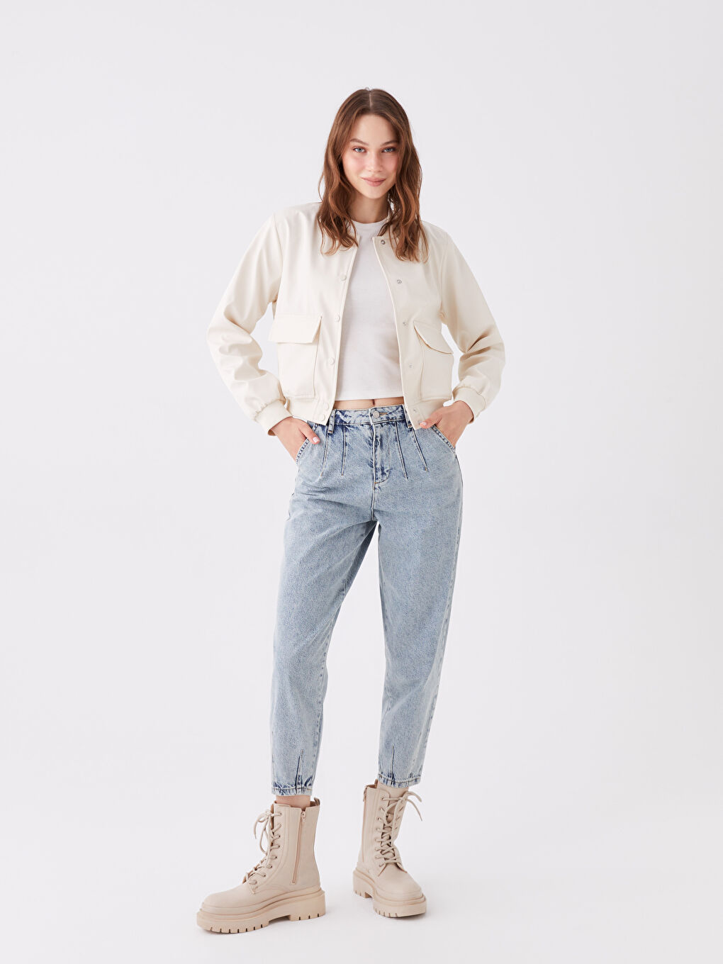 İndigo Yüksek Bel Balloon Fit Kadın Jean Pantolon