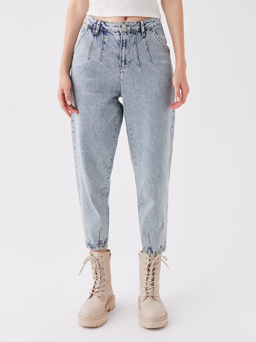 İndigo Yüksek Bel Balloon Fit Kadın Jean Pantolon-2