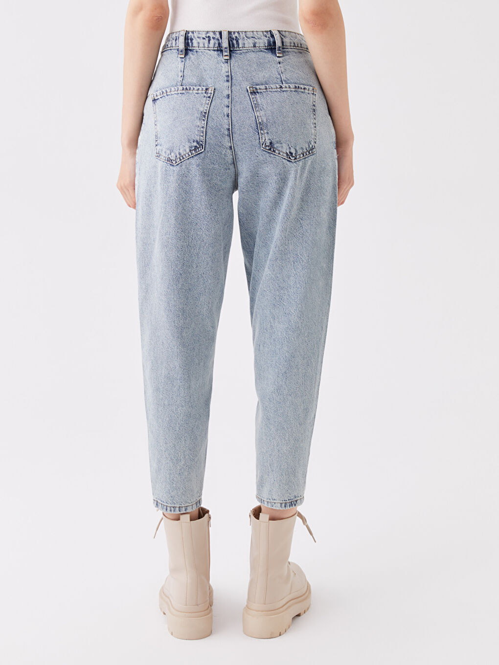 İndigo Yüksek Bel Balloon Fit Kadın Jean Pantolon-3