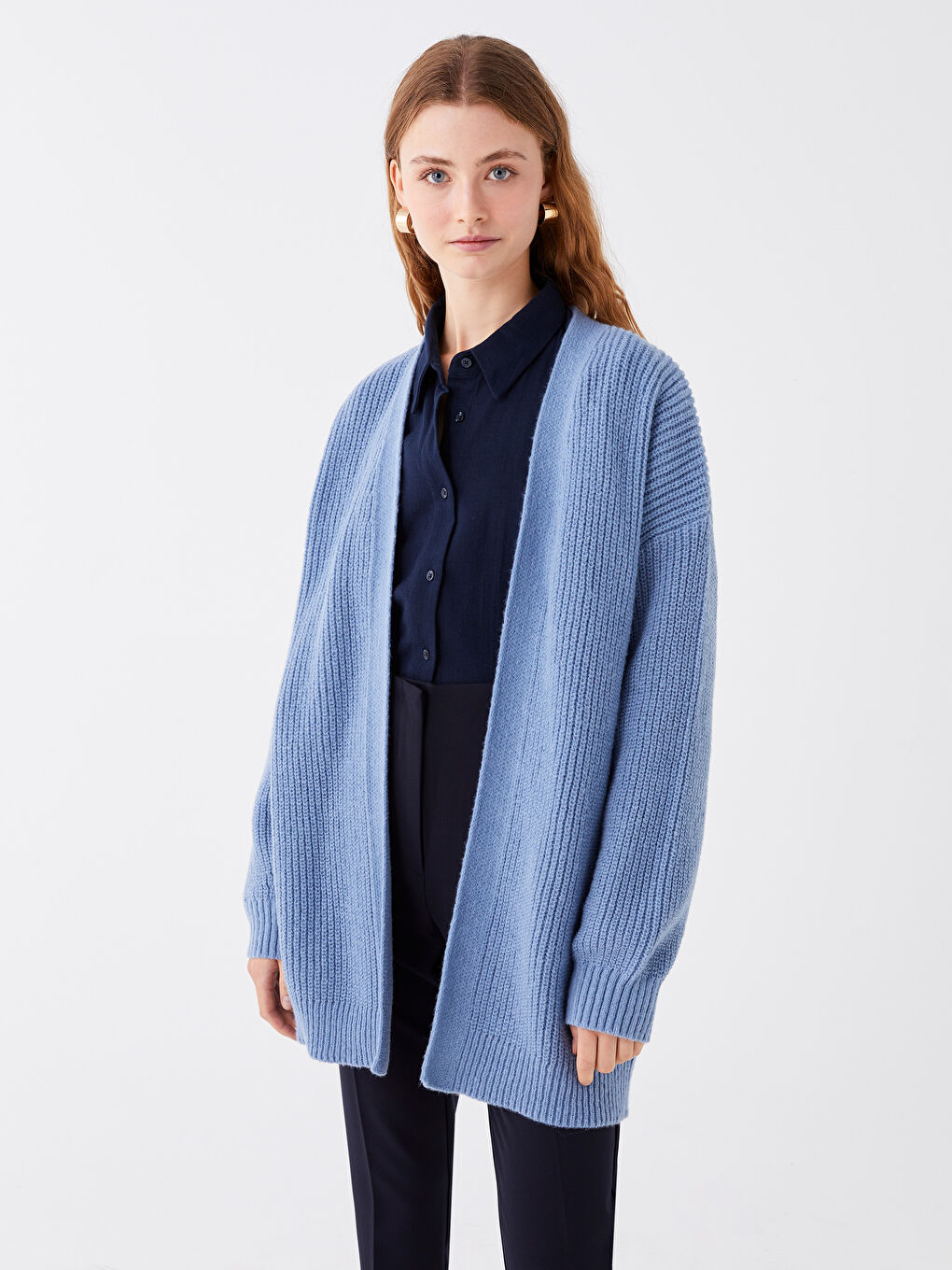 Shawl Collar Plain Long Sleeve Women's Knitwear Cardigan