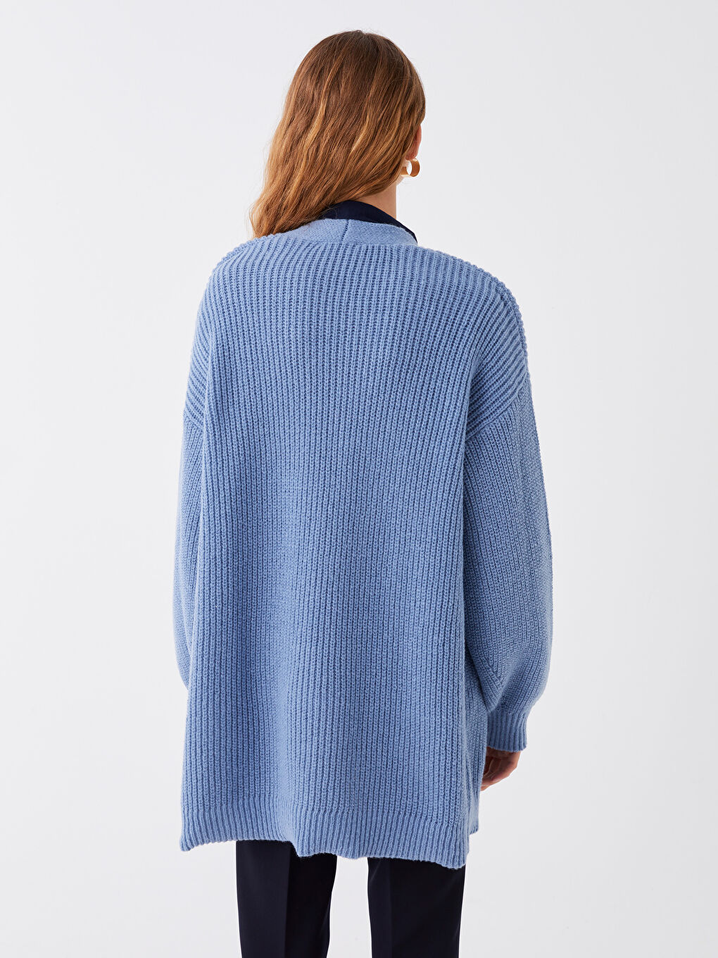 Shawl Collar Plain Long Sleeve Women's Knitwear Cardigan-4