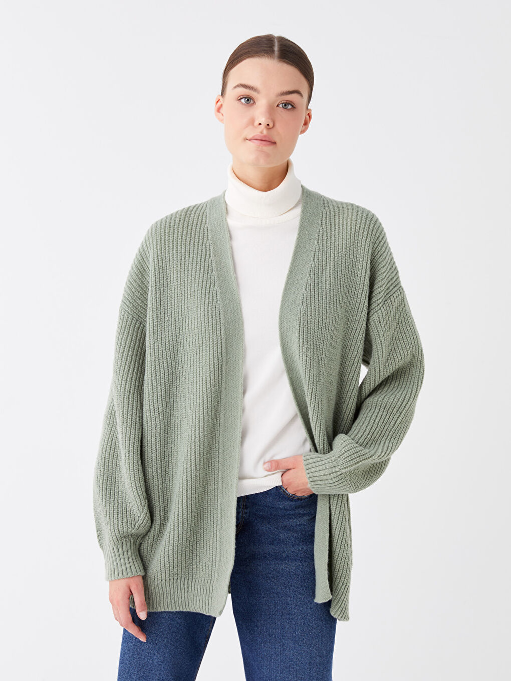 Shawl Collar Plain Long Sleeve Women's Knitwear Cardigan