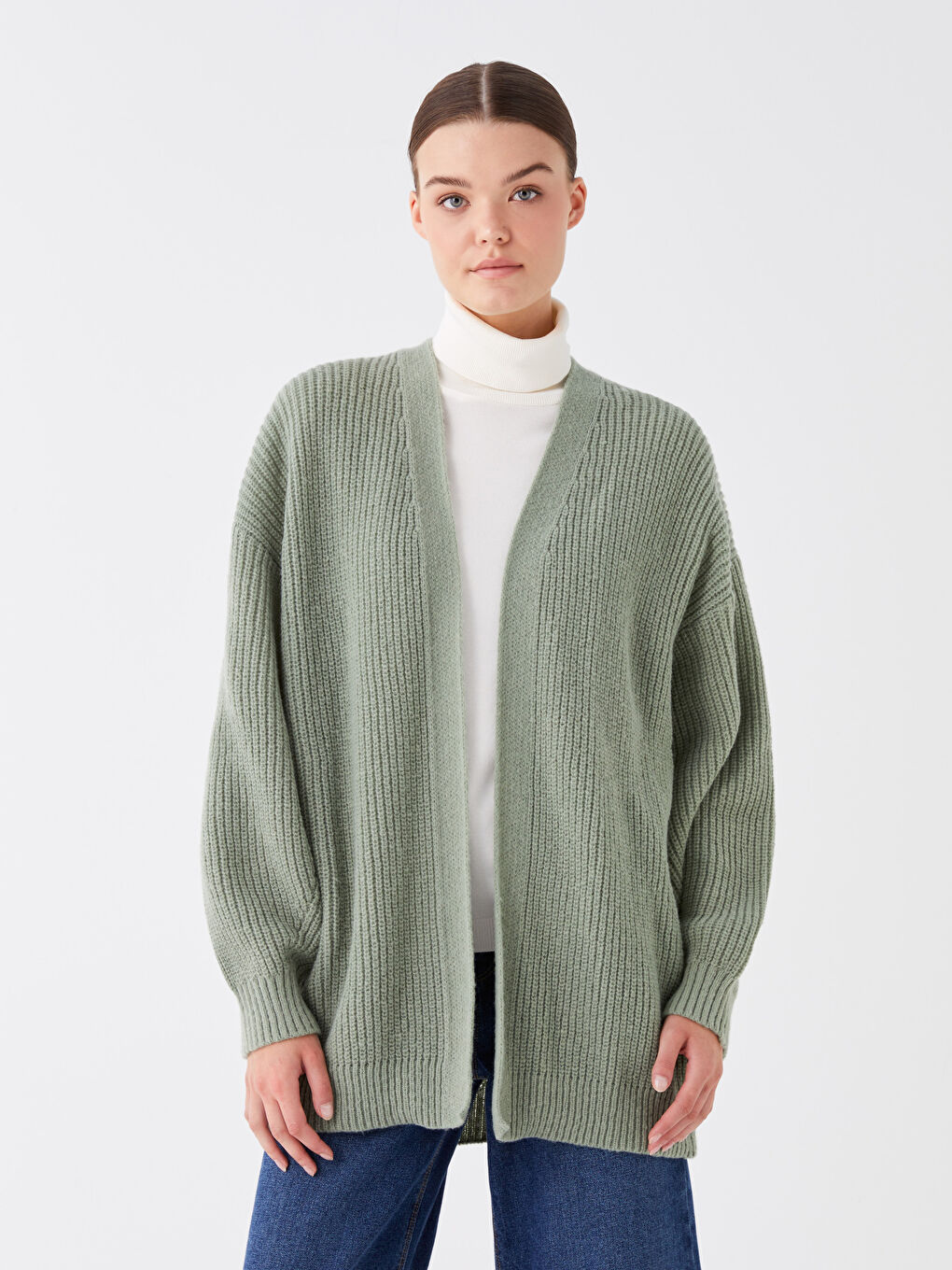 Shawl Collar Plain Long Sleeve Women's Knitwear Cardigan-1