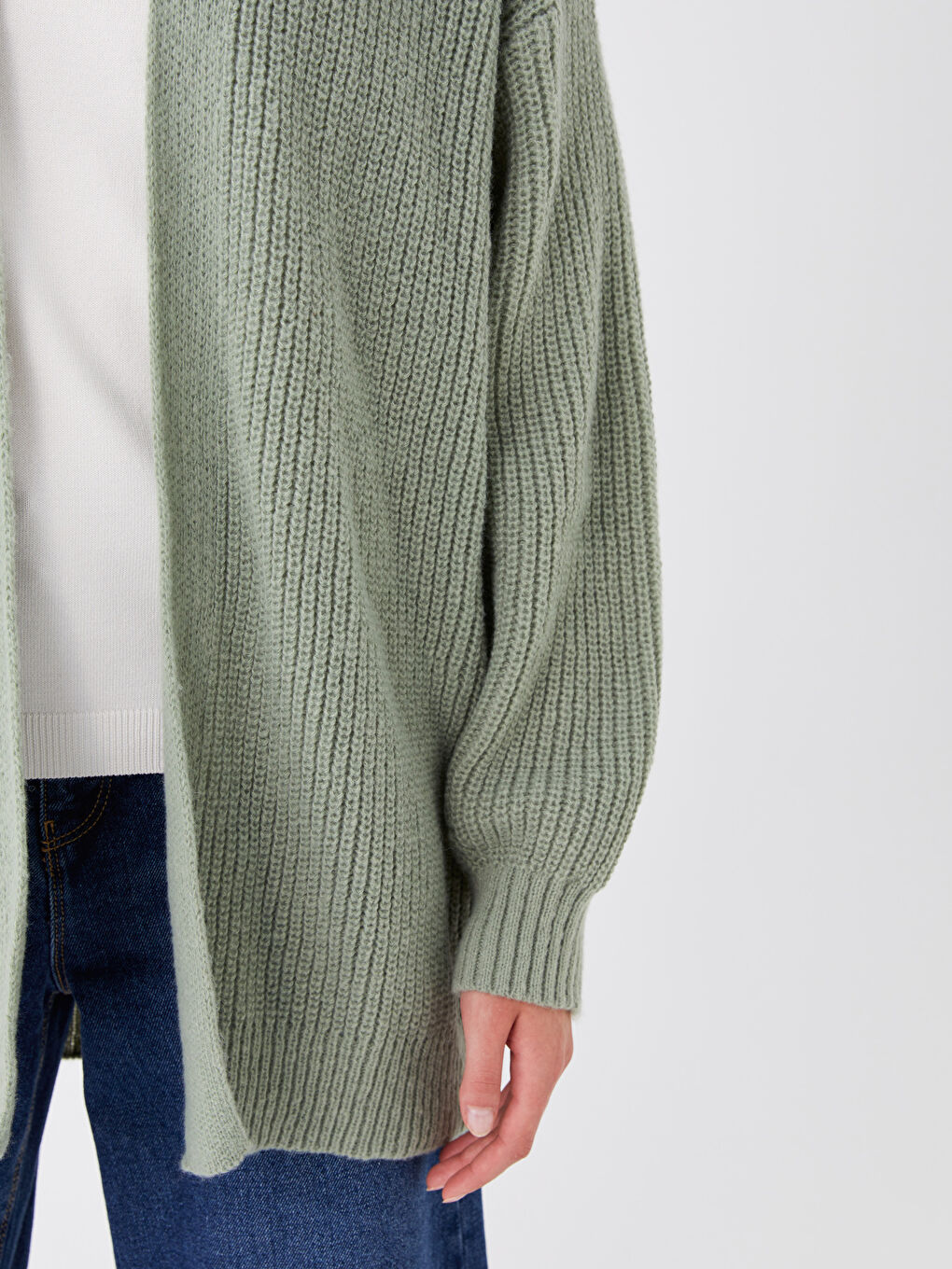 Shawl Collar Plain Long Sleeve Women's Knitwear Cardigan-3