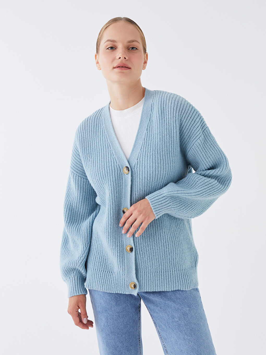 V Neck Women's Knitwear Cardigan-1