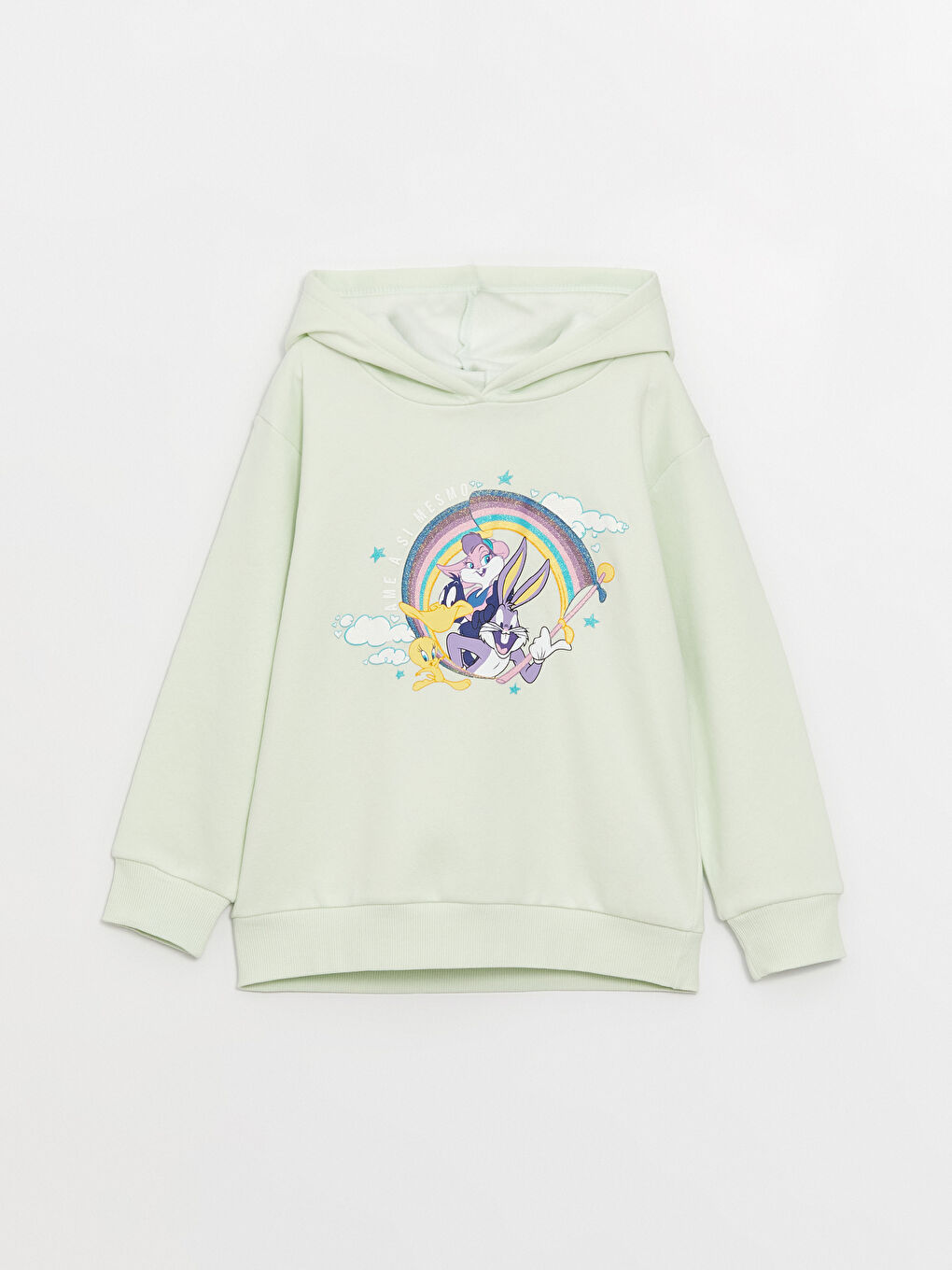 LCW Kids Pastel Yeşil Worner Bros Baskılı Kız Çocuk Hoodie