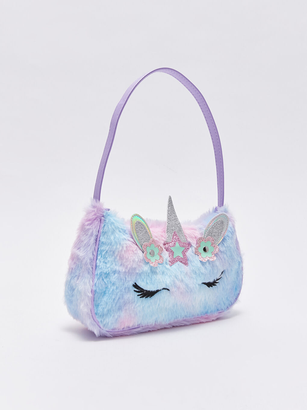 Karışık Kürklü Nakışlı Kız Çocuk Kol Çantası-1