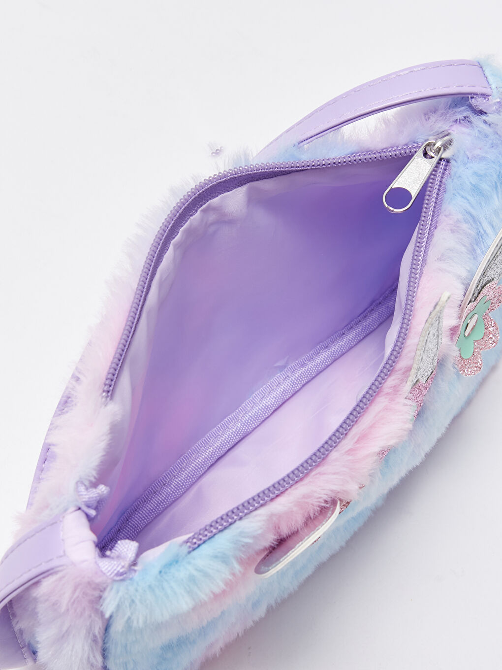 Karışık Kürklü Nakışlı Kız Çocuk Kol Çantası-3