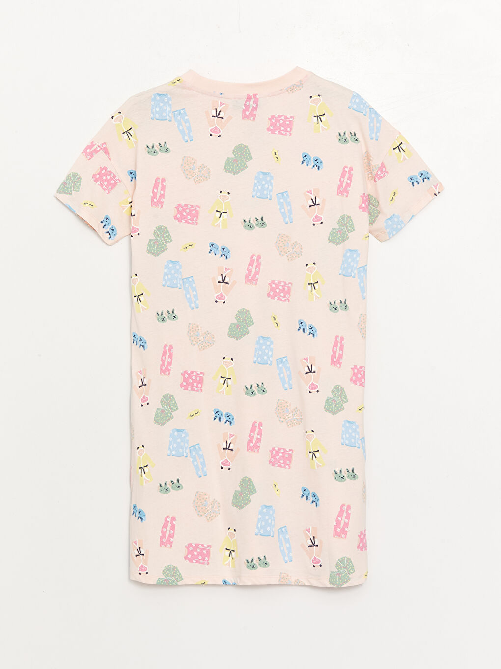 Crew Neck Printed Short Sleeve Women's Nightdress-6