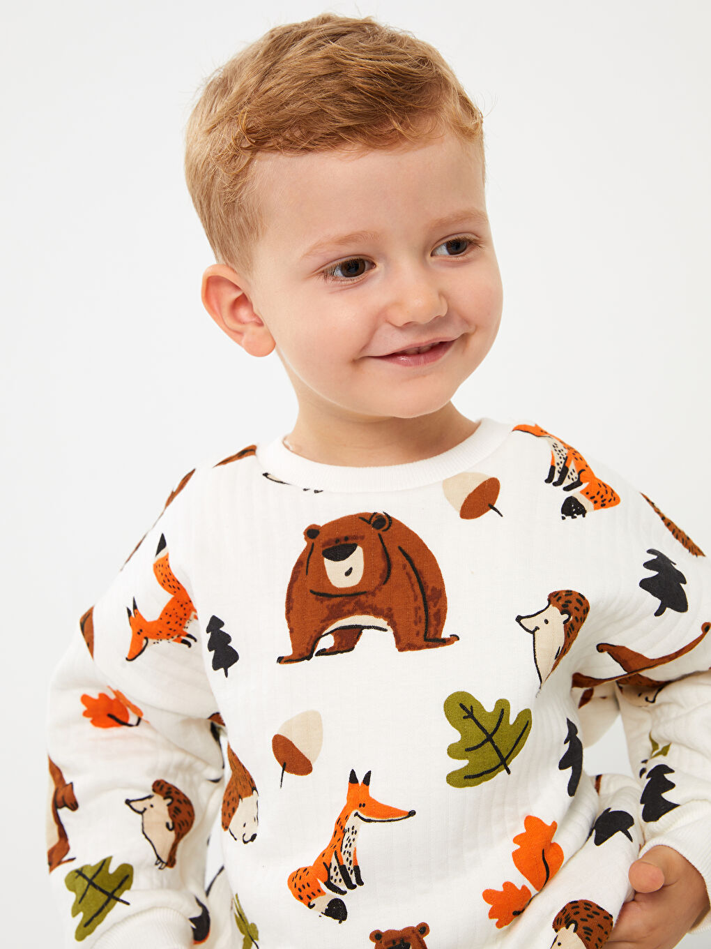 LCW baby Crew Neck Long Sleeve Printed Baby Boys' Sweatshirt -W3CA72Z1-LRA