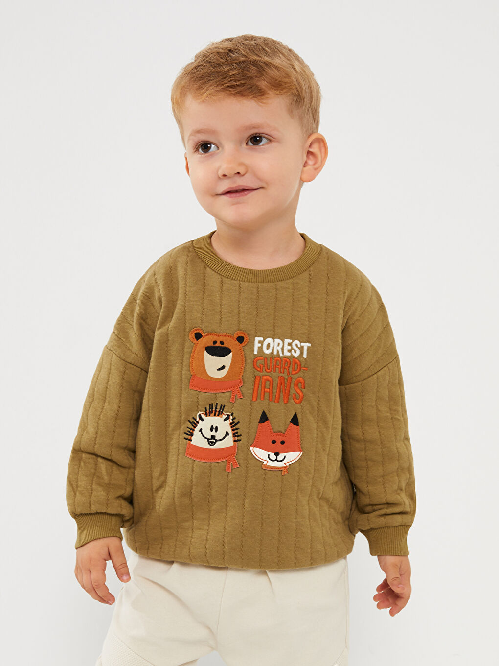 LCW baby Açık Haki Bisiklet Yaka Uzun Kollu Erkek Bebek Sweatshirt - 2