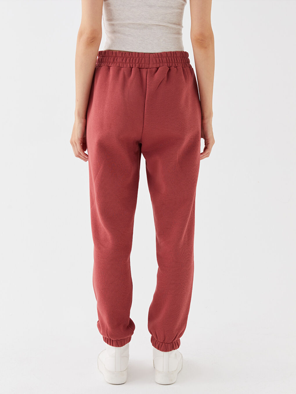 Kahverengi Kadın Beli Lastikli Düz Jogger Eşofman Altı-4