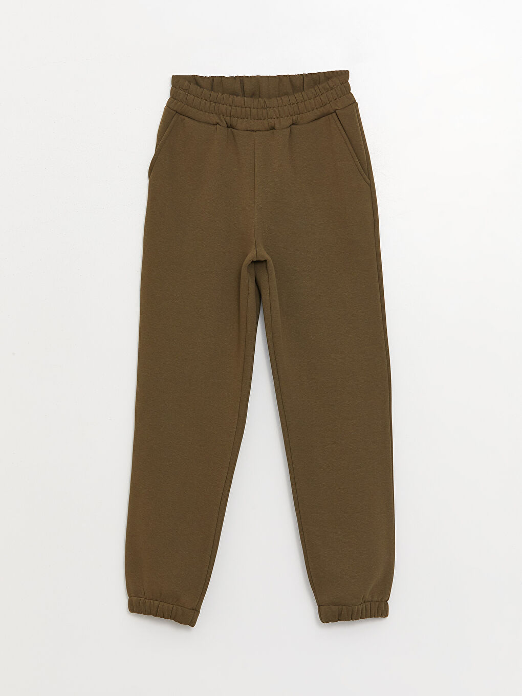 Haki Kadın Beli Lastikli Düz Jogger Eşofman Altı-4