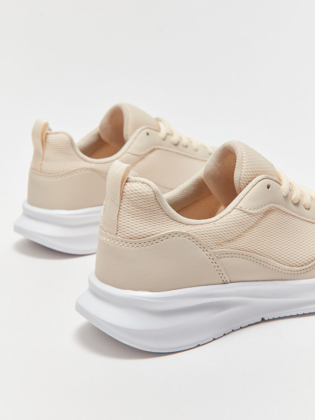 Bej Bağcıklı Kadın Spor Ayakkabı-3