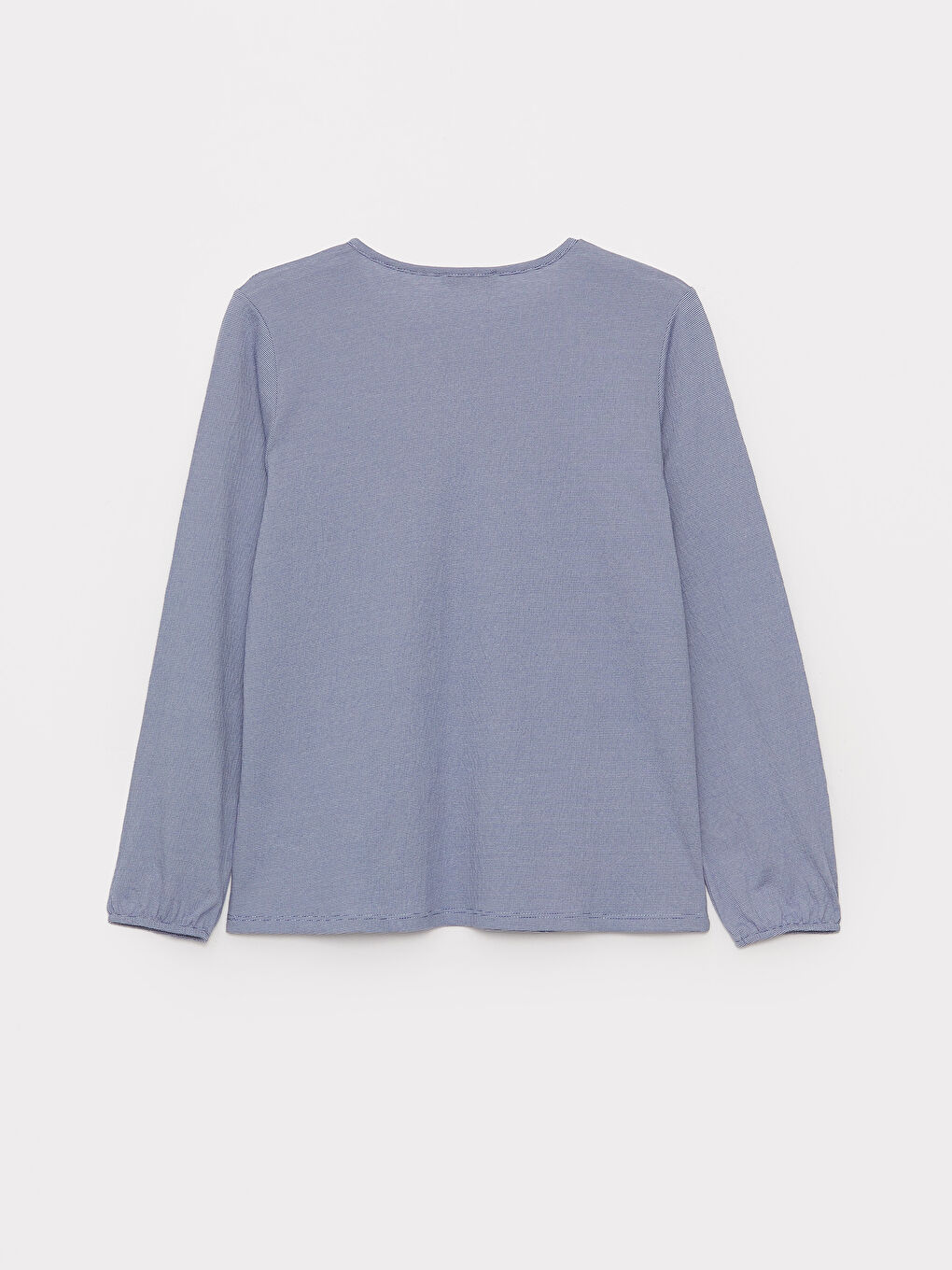 Mavi Bağlamalı Yaka Çiçekli Uzun Kollu Kadın Bluz-6