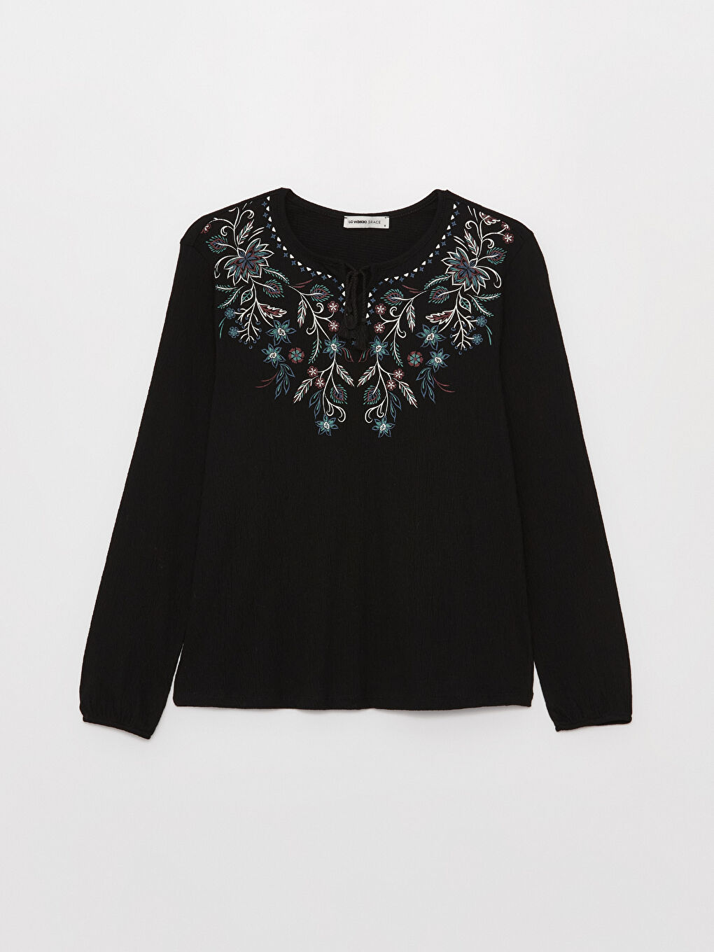 Blouse à Col Lavallière Floral à Manches Longues pour Femmes-5