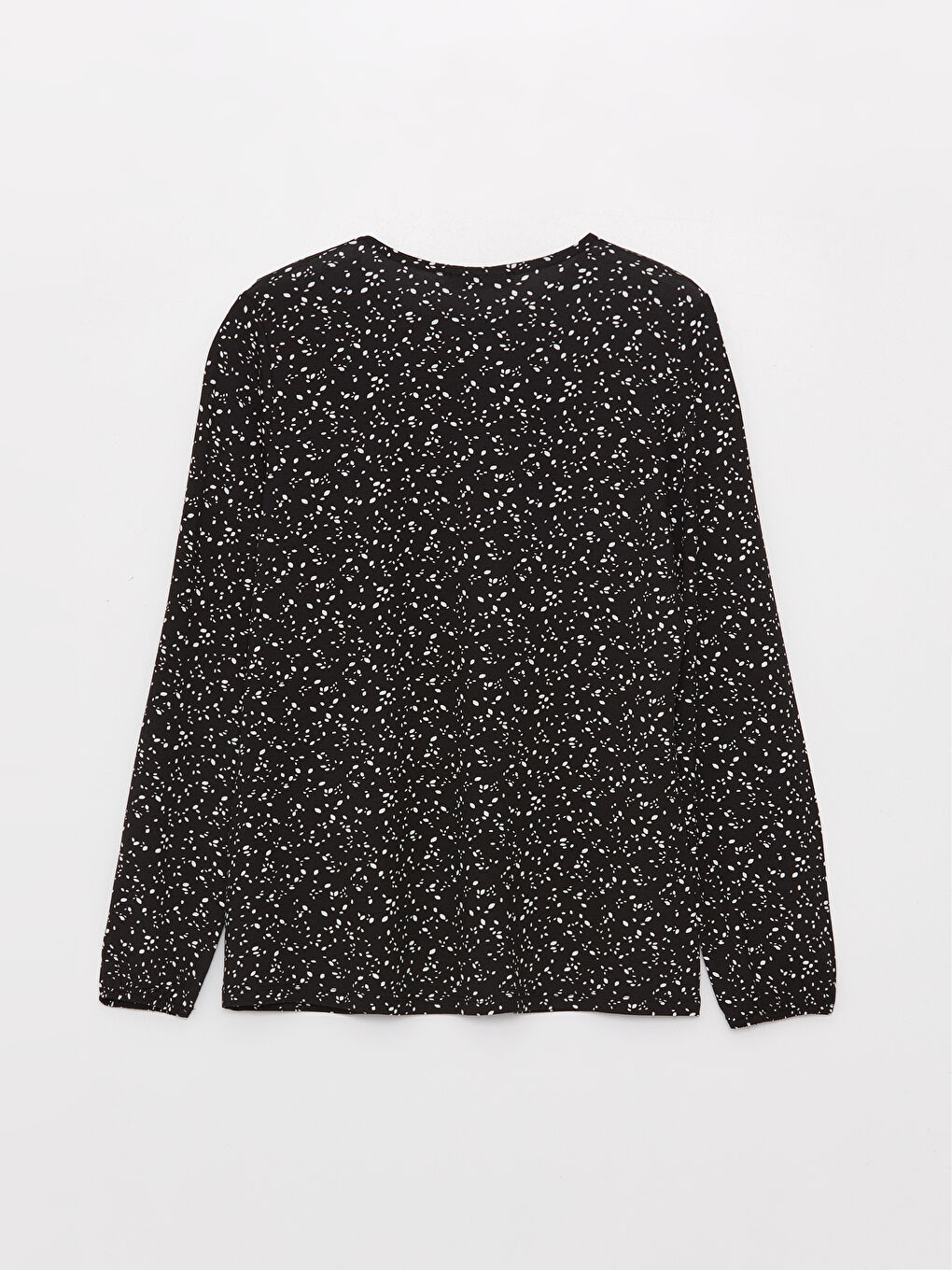 Siyah Bağlamalı Yaka Çiçekli Uzun Kollu Kadın Bluz-6