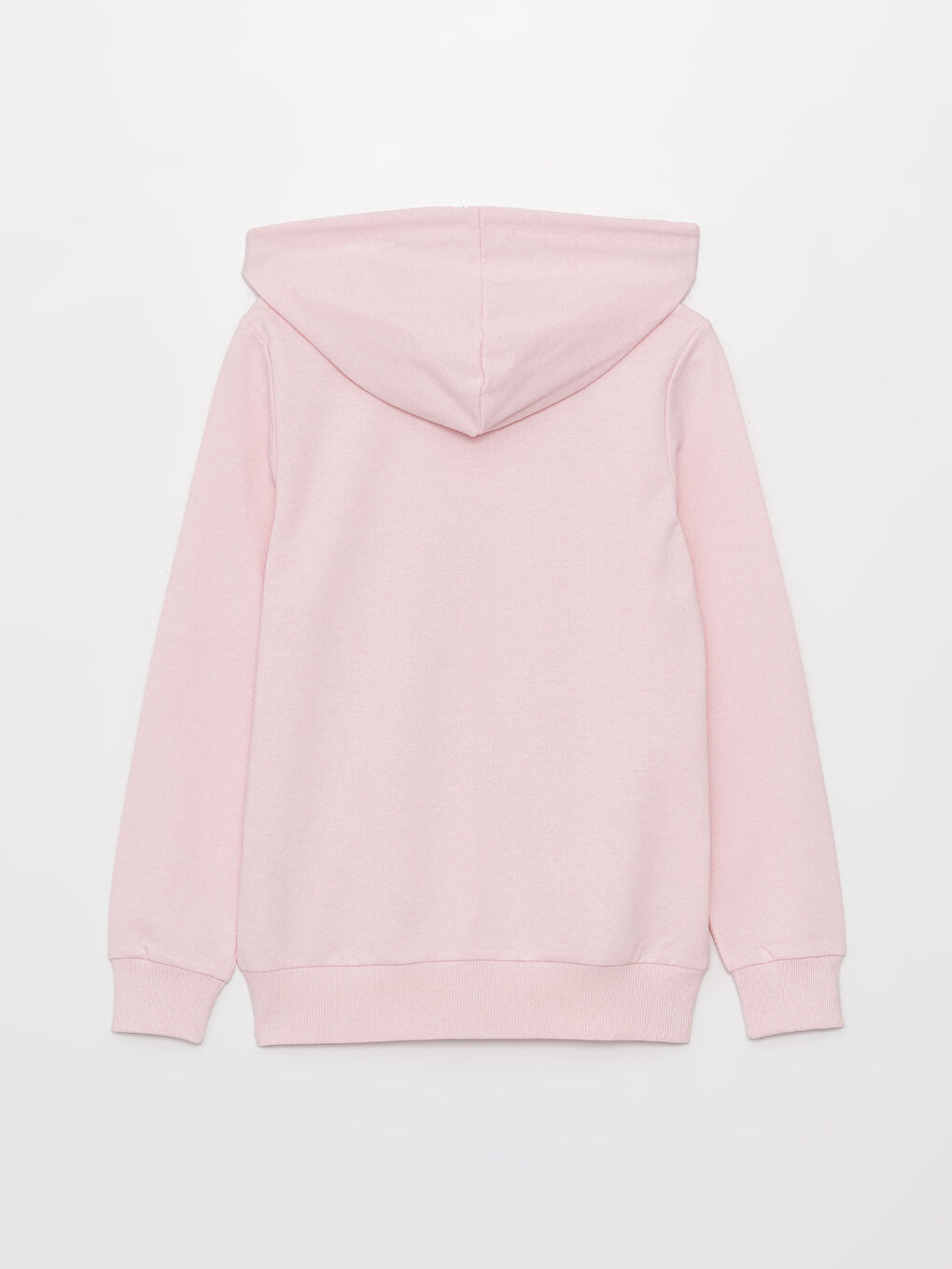 Pembe Kapüşonlu Düz Uzun Kollu Kadın Spor Hırka-6