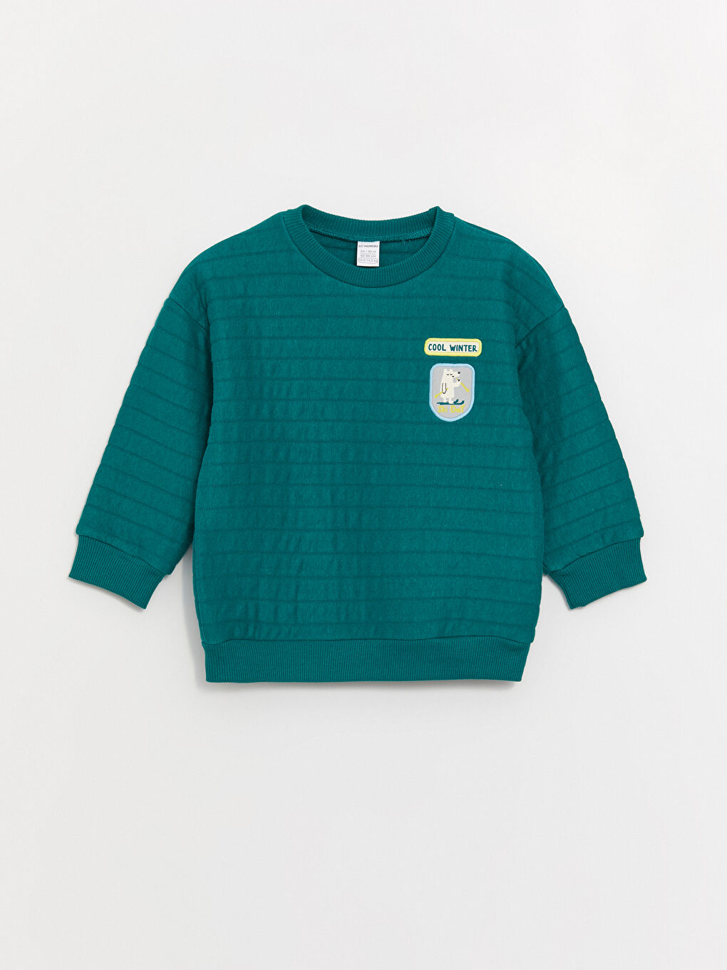 LCW baby Koyu Suyeşili Bisiklet Yaka Uzun Kollu Baskılı Erkek Bebek Sweatshirt