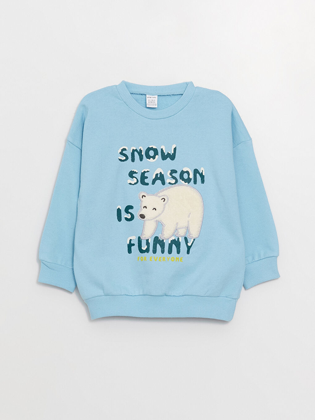 LCW baby Açık Mavi Bisiklet Yaka Uzun Kollu Baskılı Erkek Bebek Sweatshirt - 3