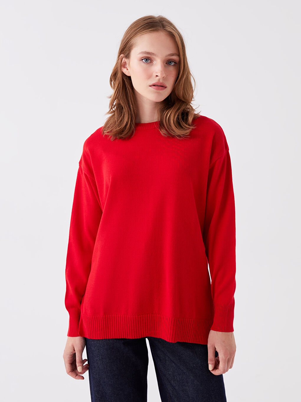 Pull-over en Tricot Oversize pour Femmes à Col Rond