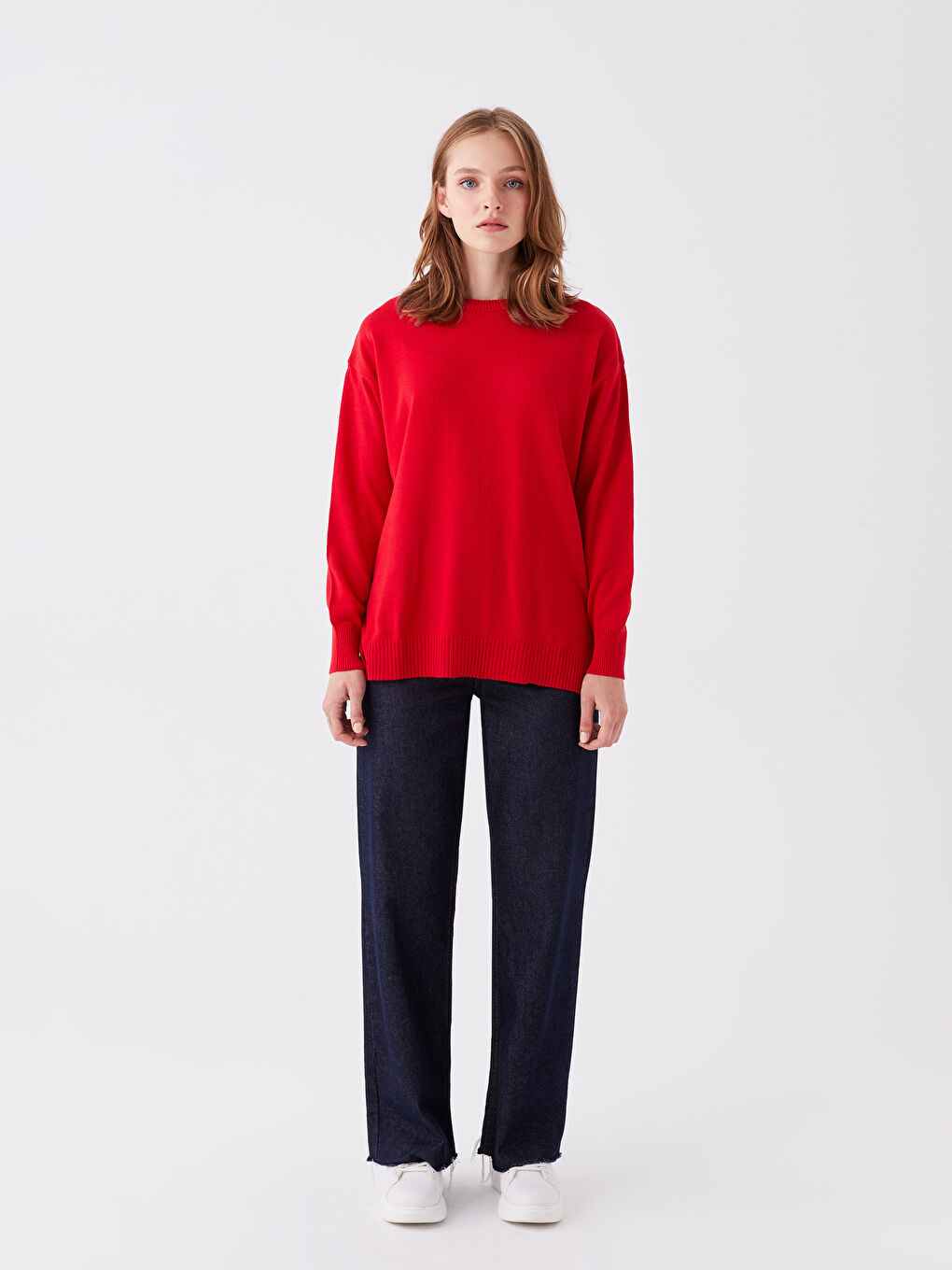 Pull-over en Tricot Oversize pour Femmes à Col Rond-2