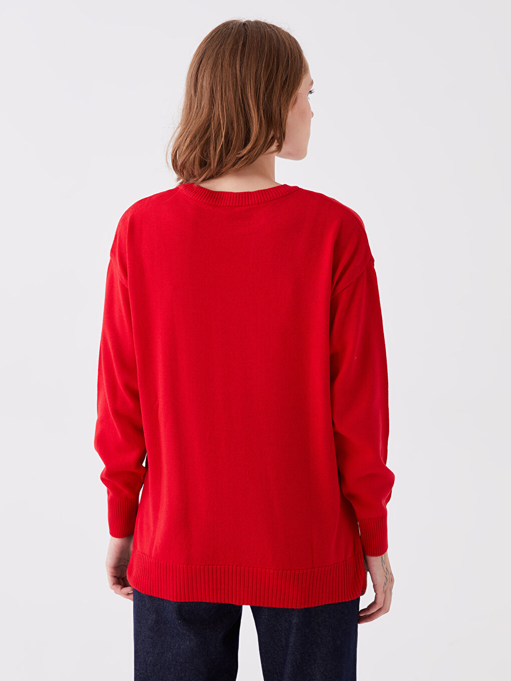 Pull-over en Tricot Oversize pour Femmes à Col Rond-4
